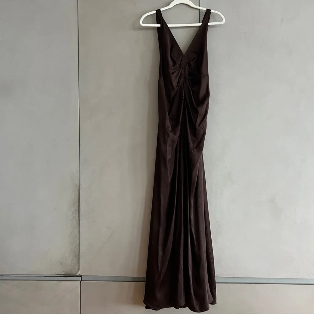Scanlan Theodore Silk Dress in Chocolate Brown - Picture 3 of 9